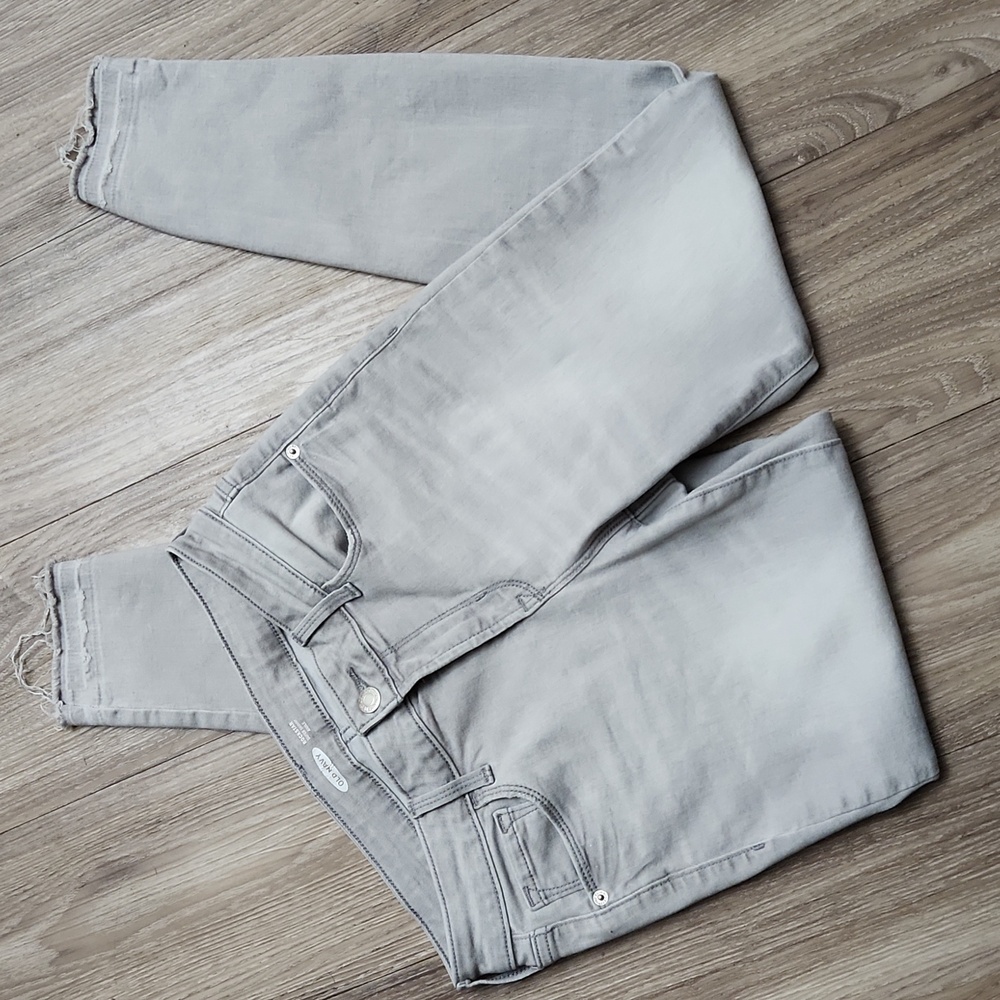 Old Navy Rockstar Super Skinny Ankle Gray Denim Distressed Stretch Jeans Size 2